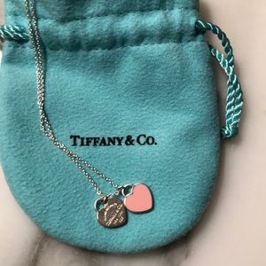 Tiffany sterling pink and silver hearts necklace